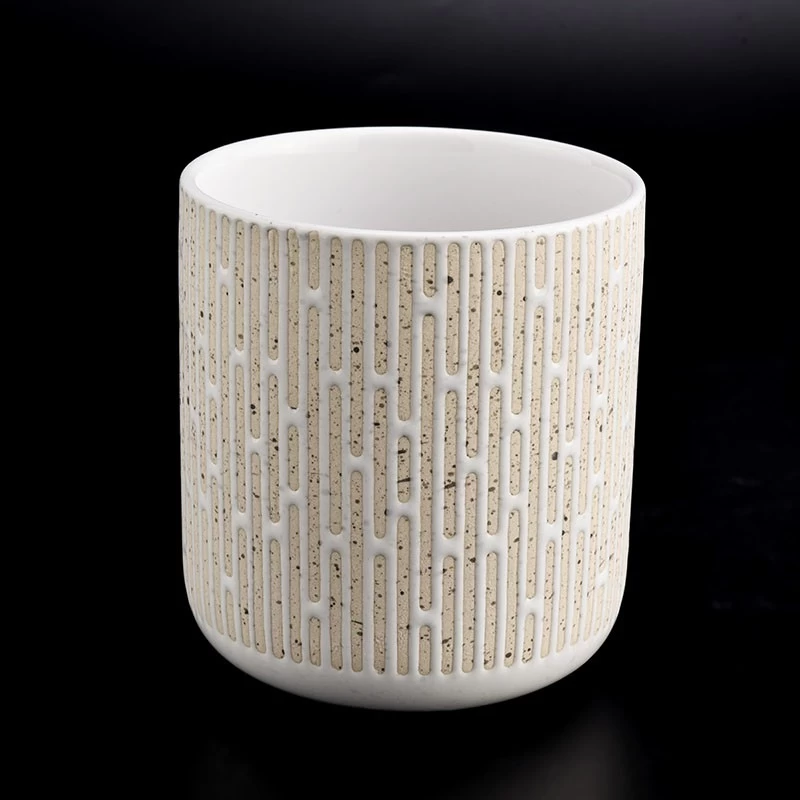 Customized Pattern Ceramic Candle Jars New Arrival Ceramic Candle Vessels For Wax Making