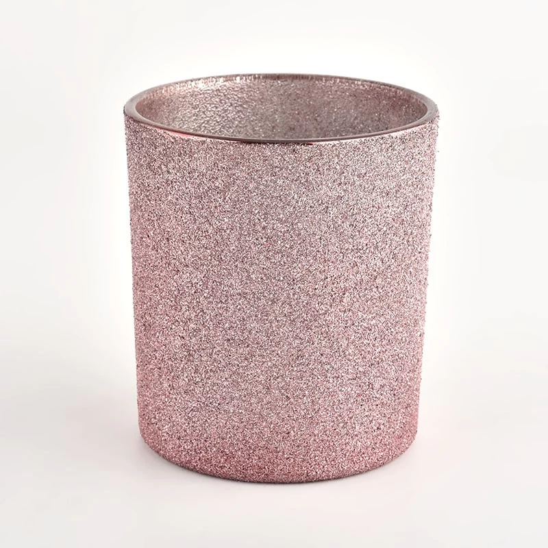 Custom Logo Luxury Pink Empty Frosted Glass Candle Jars