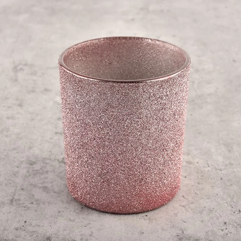 Custom Logo Luxury Pink Empty Frosted Glass Candle Jars