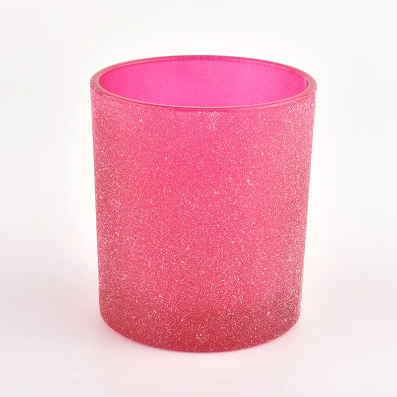 Rose red frosted glass candle jar frost glass jar for home decor