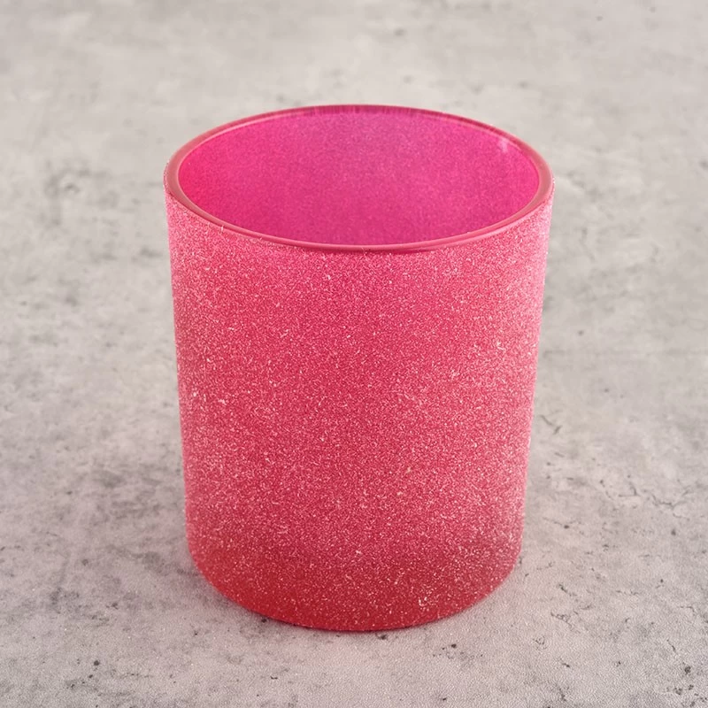 Rose red frosted glass candle jar frost glass jar for home decor