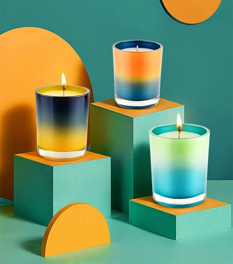 warna kontras pemegang lilin kaca dinding tebal