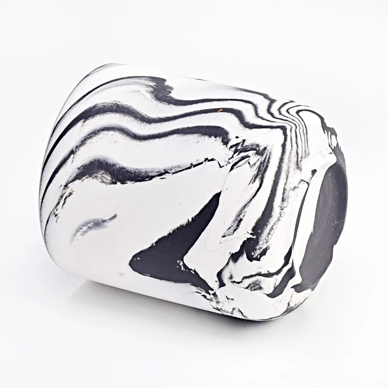 Painting picture effect on the 450ml popular shape ceramic candle holder for supplier