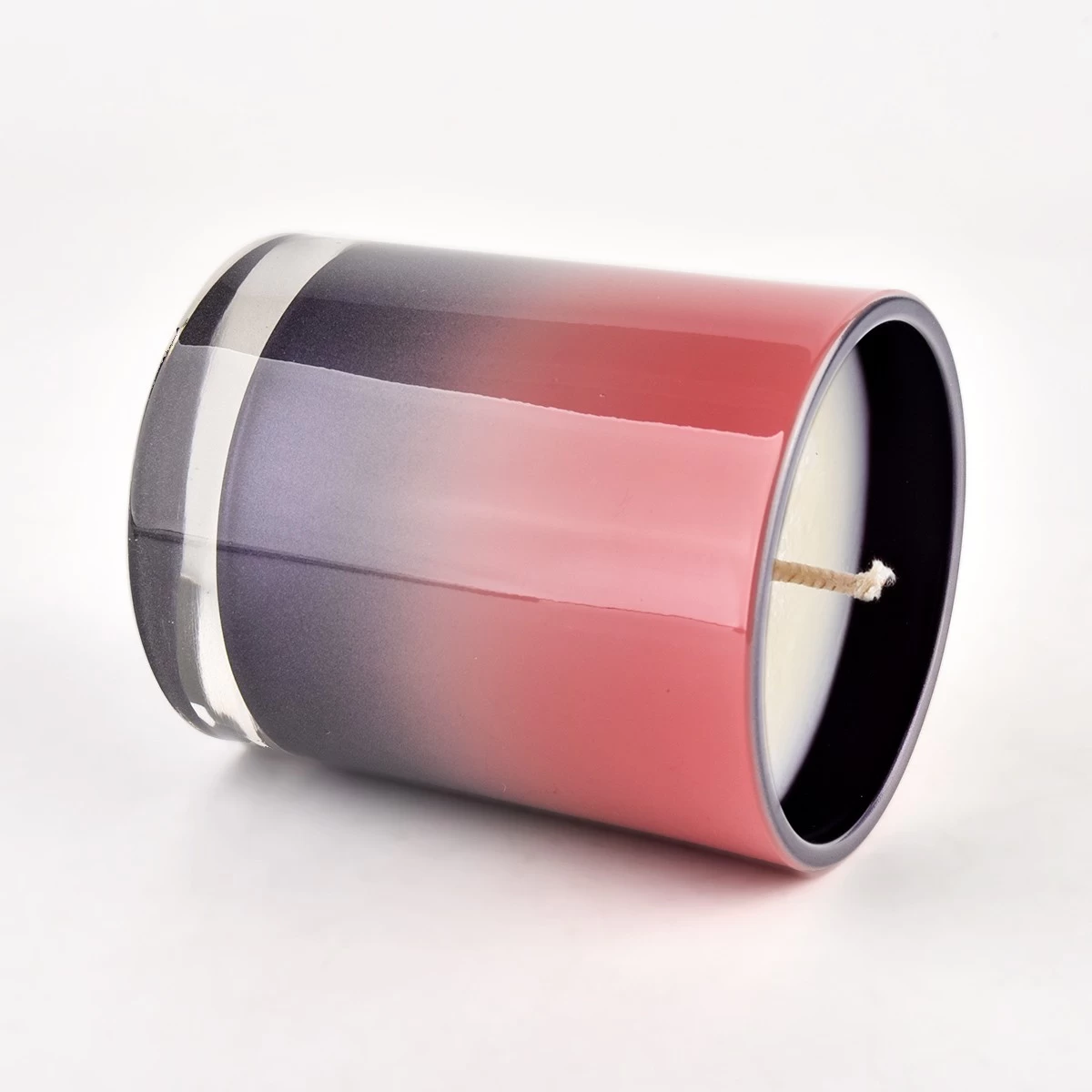 Luxury Ombre Color Glass Candle Holders For Home Decoration