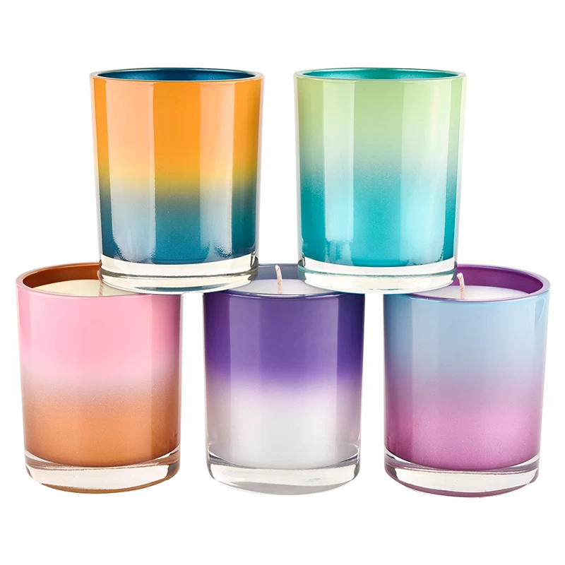 Custom Beautiful Ombre Color Glass Candle Holders 8oz Candle Glass Wholesale Custom Beautiful Ombre Color Glass Candle Holders 8oz Candle Glass Wholesale