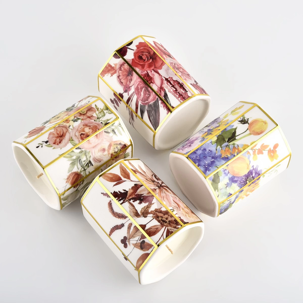 portacandele in ceramica sfaccettata in ceramica di lusso