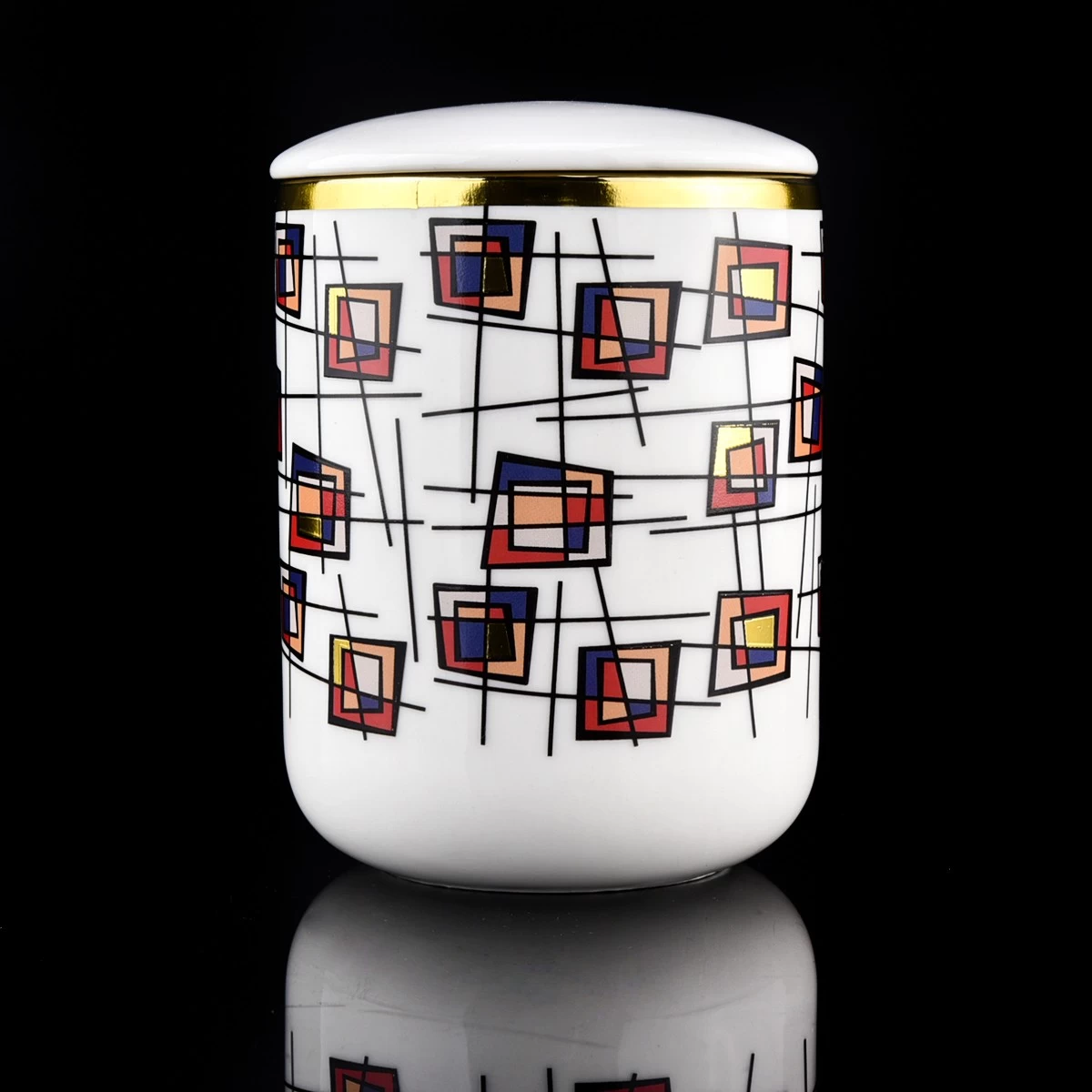 10oz  white ceramic candle jar with lid 