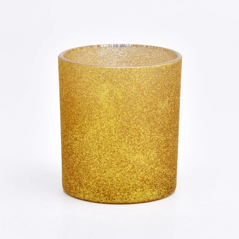 Bán buôn sơn ngọc trai màu vàng trên đế nến thủy tinh 8oz 10oz l để bán buôn