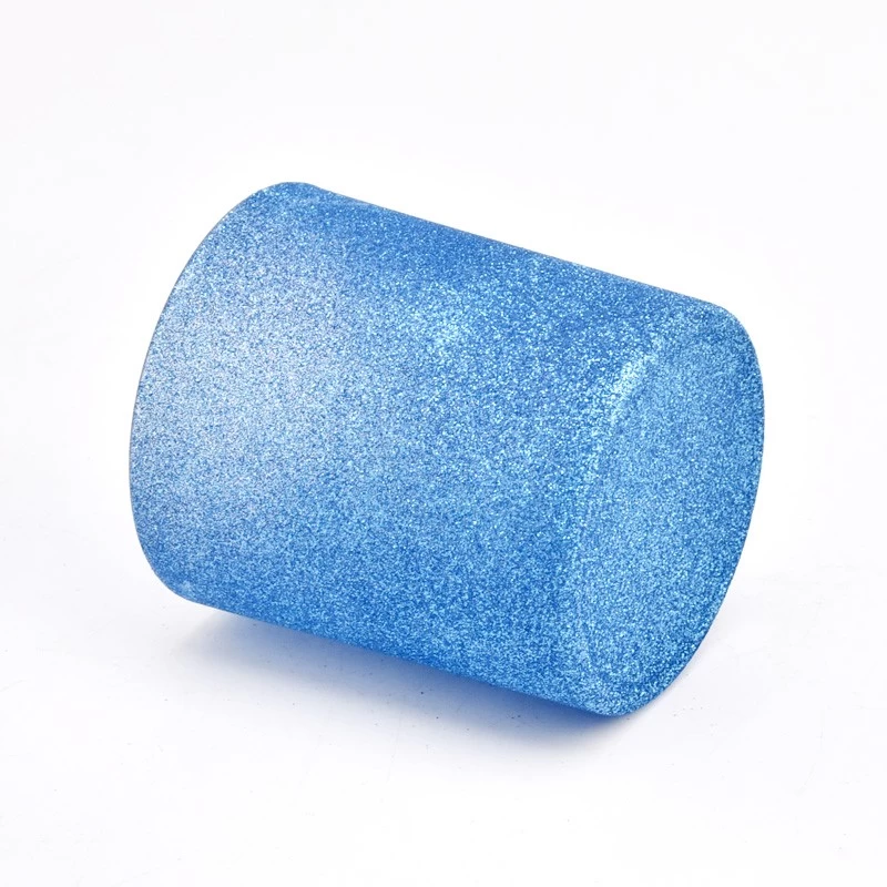 Cat mutiara warna biru mewah pada pemegang lilin kaca 300ml untuk diborong