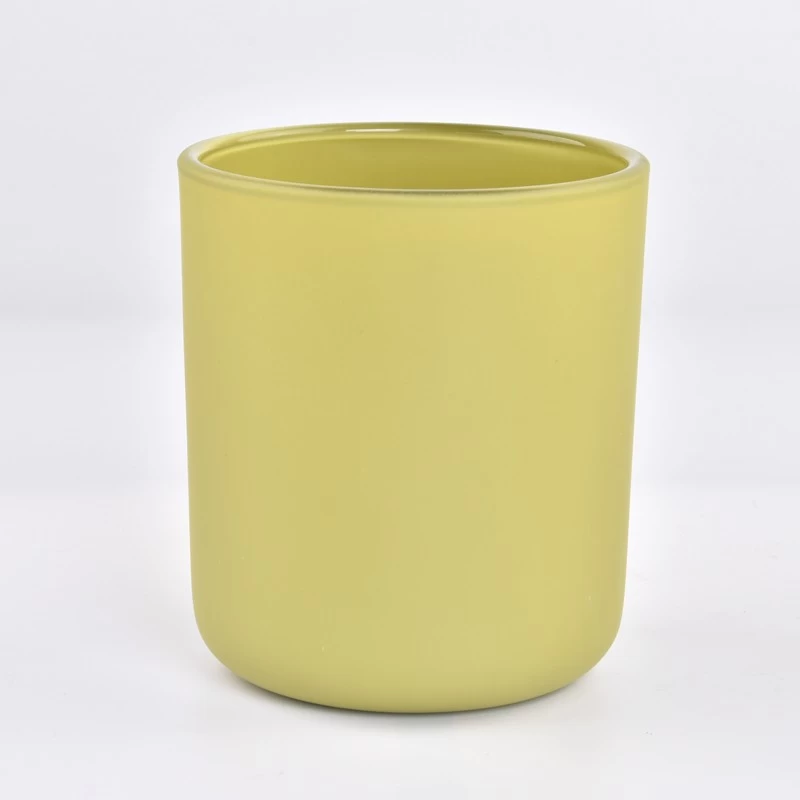 14oz round bottom matte pink glass candle jar