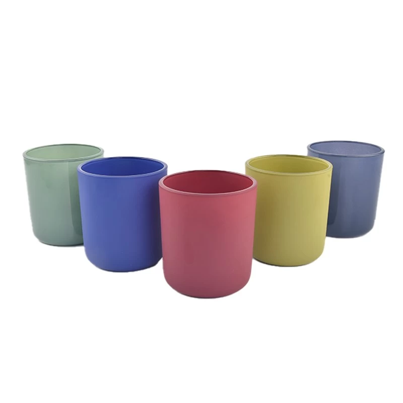 14oz round bottom matte pink glass candle jar