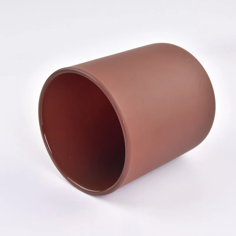 Wholesale Custom matte color Round Bottom with Glass Candle Jar