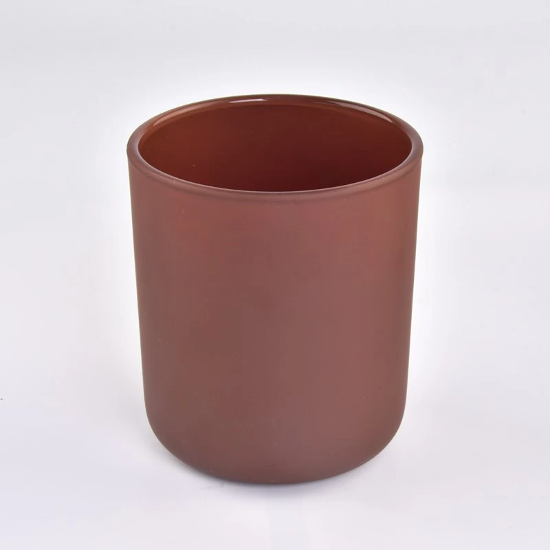 Wholesale Custom matte color Round Bottom with Glass Candle Jar