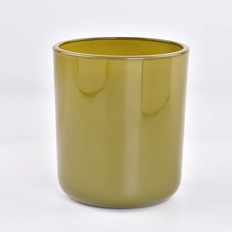 luxury glossy 14oz round bottom glass candle jars