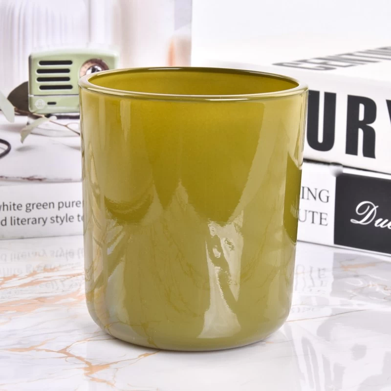 luxury glossy 14oz round bottom glass candle jars