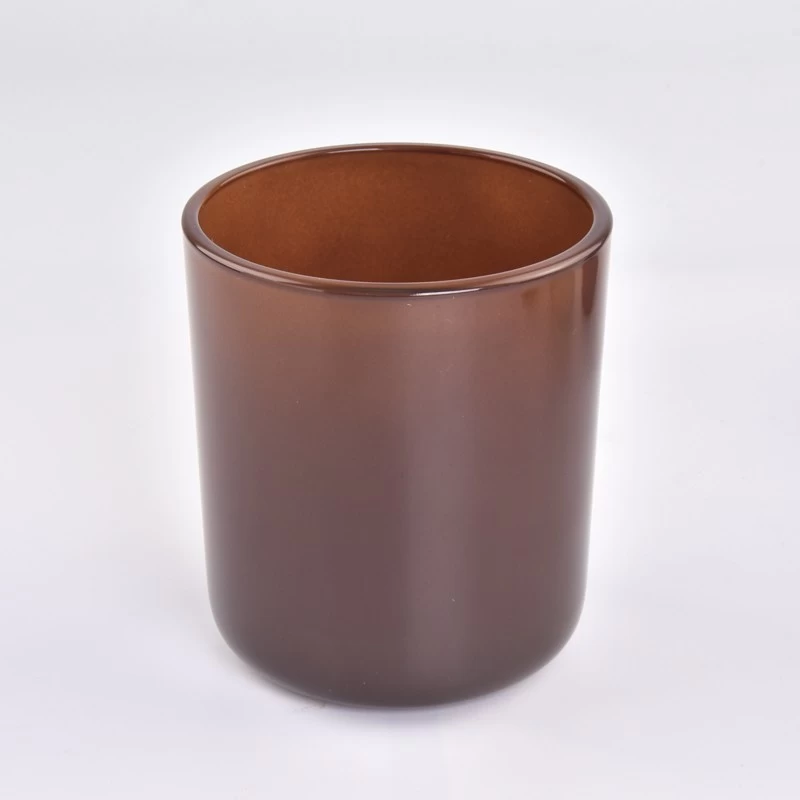 Popular 500ml tranparent amber color on the round bottom glass candle holder for wholesale
