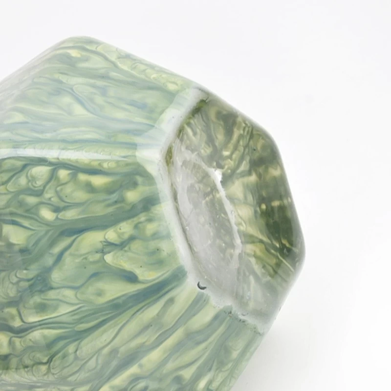 Newly design rock effect deco on the 300ml irregular glass candle jar for supplier