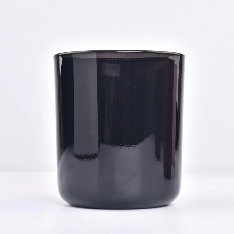 shining black round bottom candle holders