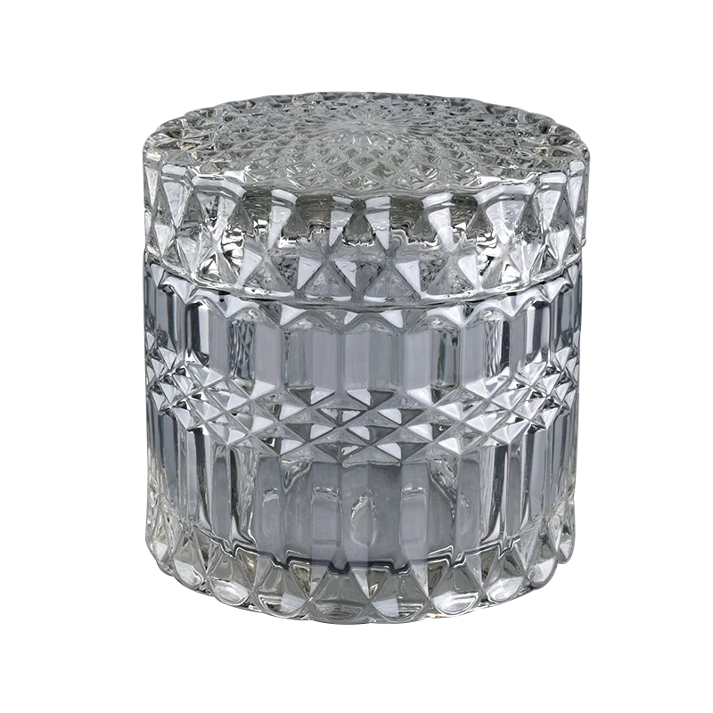China popular diamond glass candle jar with lid manufacturer