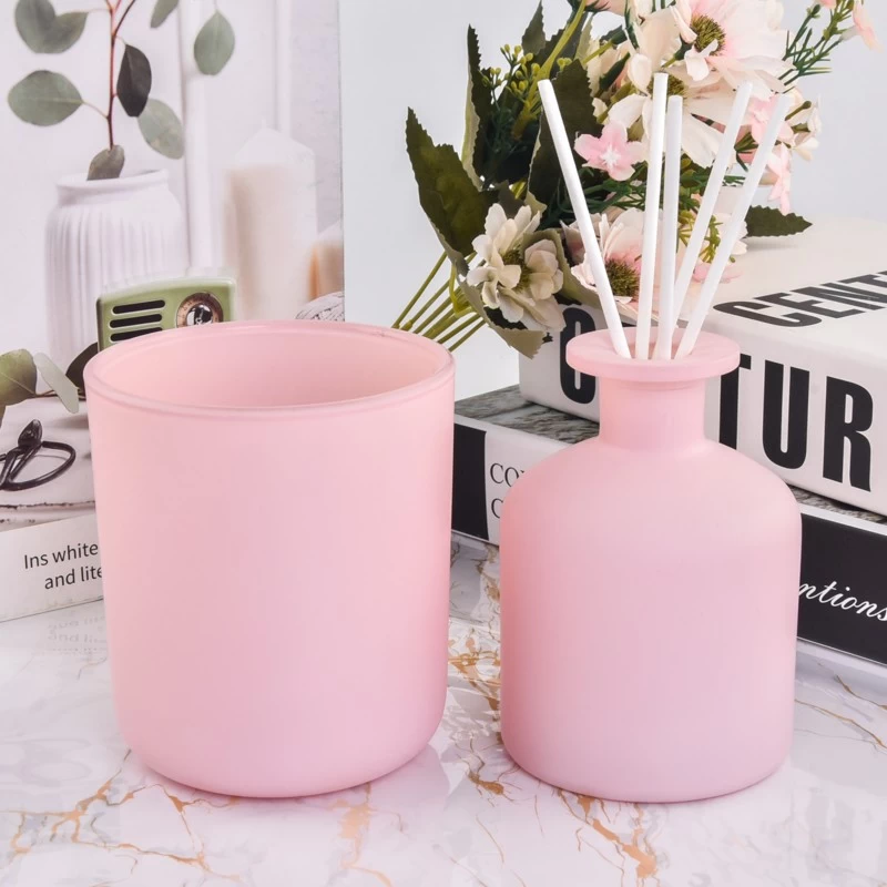 Popular 500ml matt pink glass candle holder for wholesale