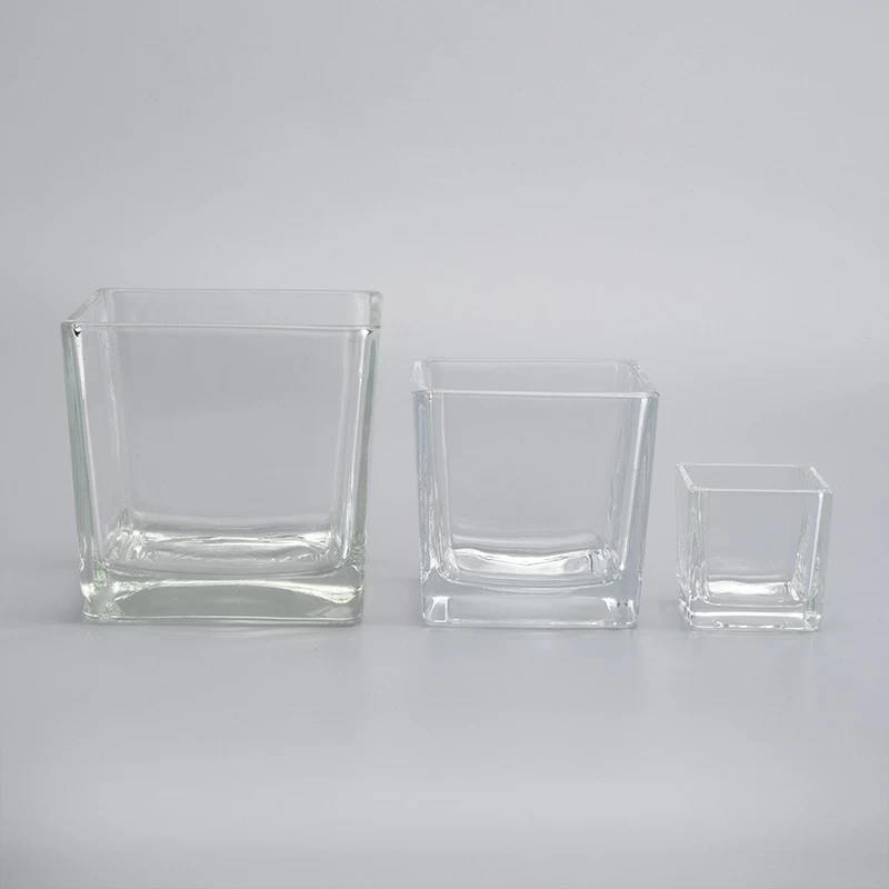 Large capacity Clear Square Glass Jars Vessel Wholesale