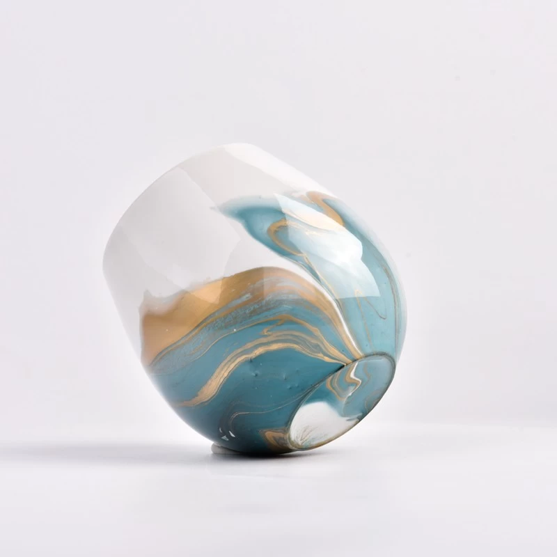 Ceramic candle jars with hand painting color 