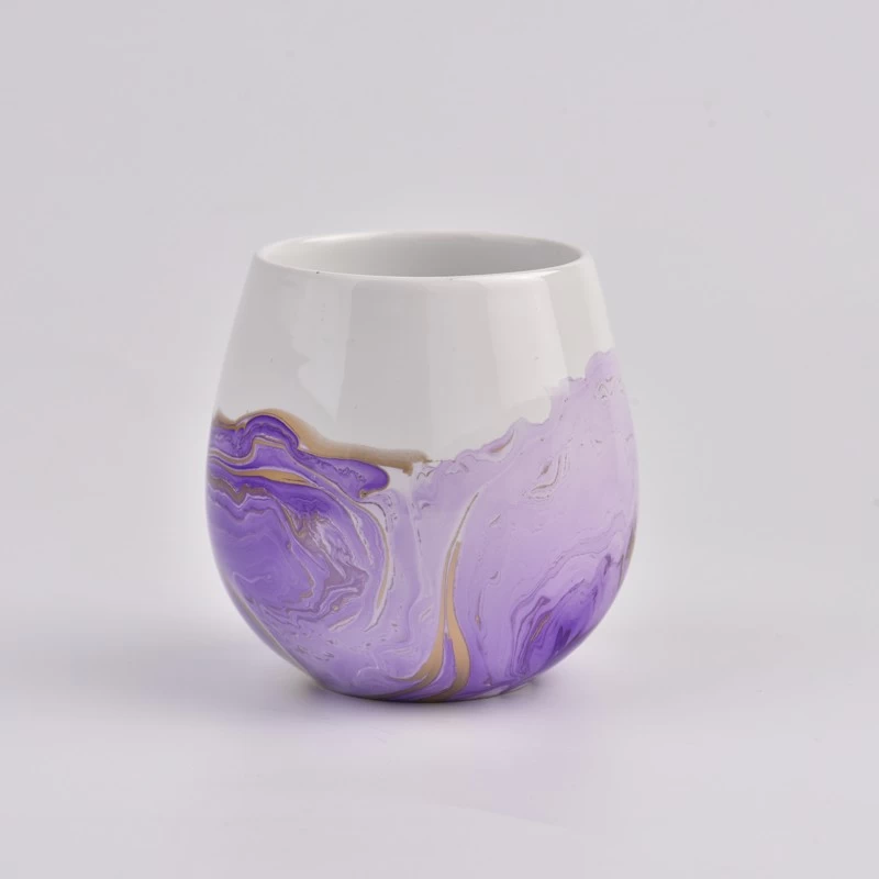 Ceramic candle jars with hand painting color 