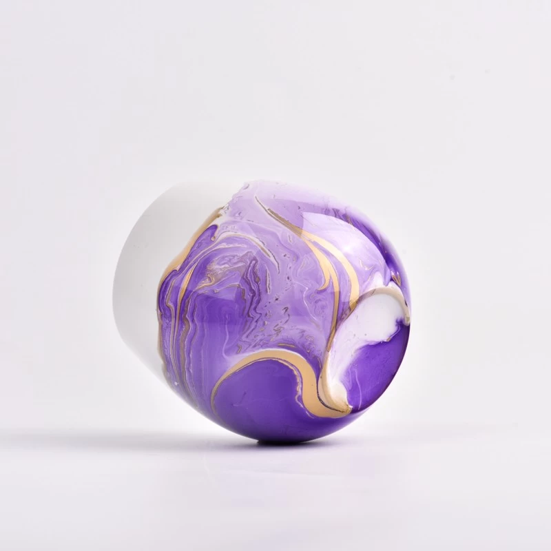Ceramic candle jars with hand painting color 
