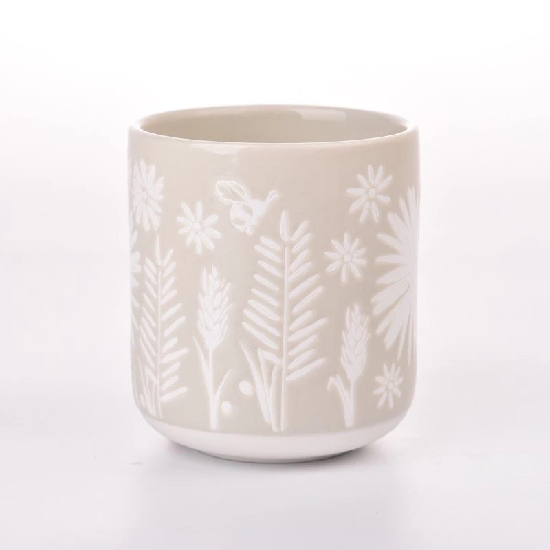 new arrival ceramic candle jar with pattern design 