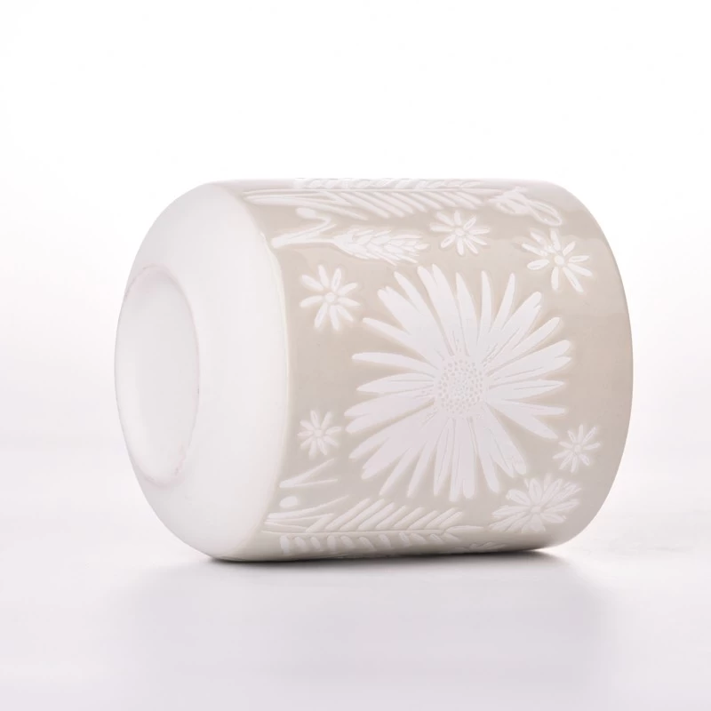 new arrival ceramic candle jar with pattern design 