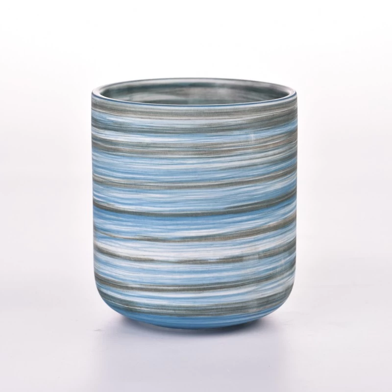 luxury brush decoration ceramic candle jar