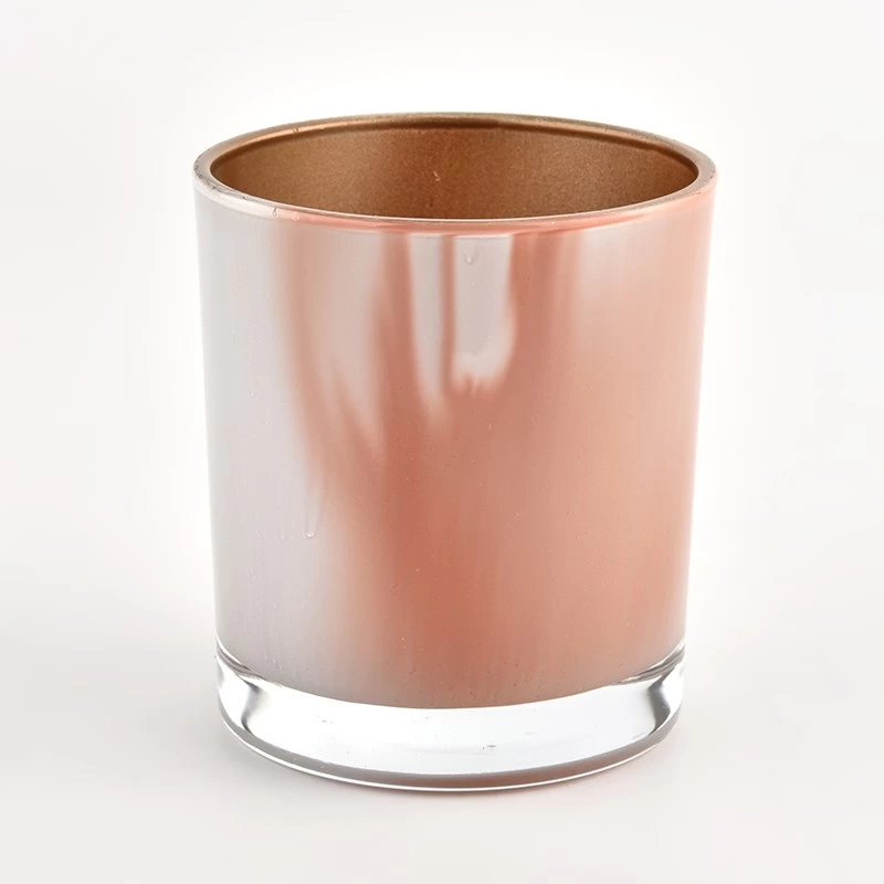 Custom unique 300ml empty interior spray gold glass candle jar