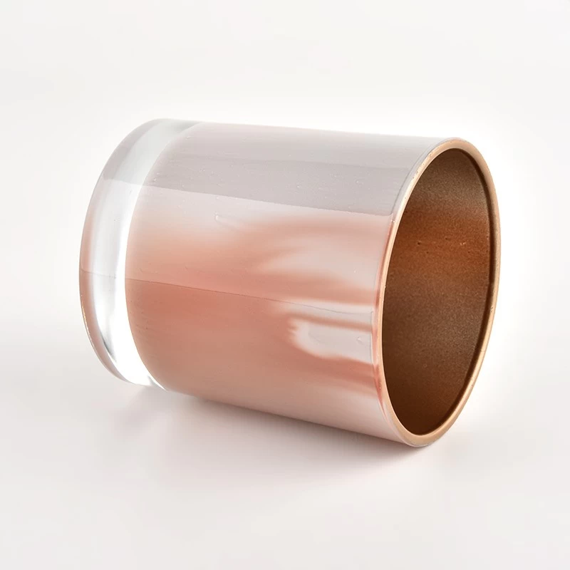 Custom unique 300ml empty interior spray gold glass candle jar