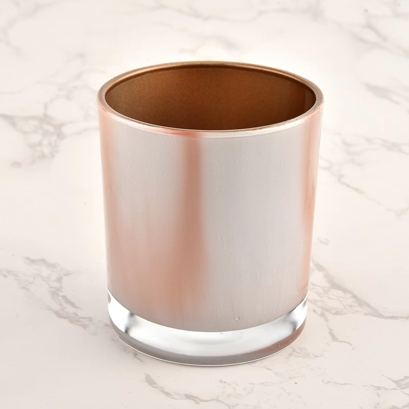 Custom unique 300ml empty interior spray gold glass candle jar