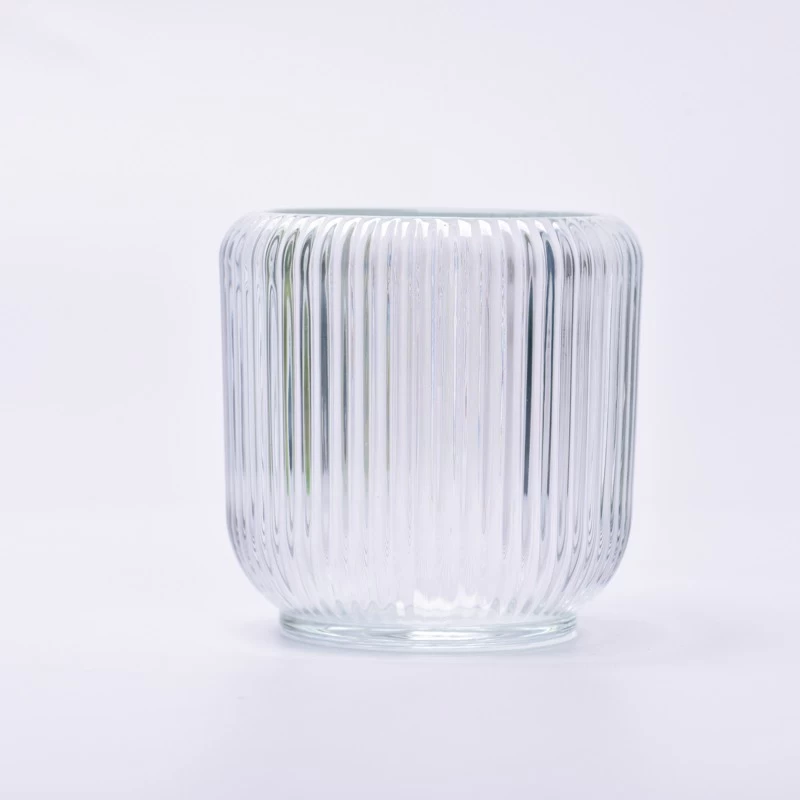 strip pattern glass candle jar