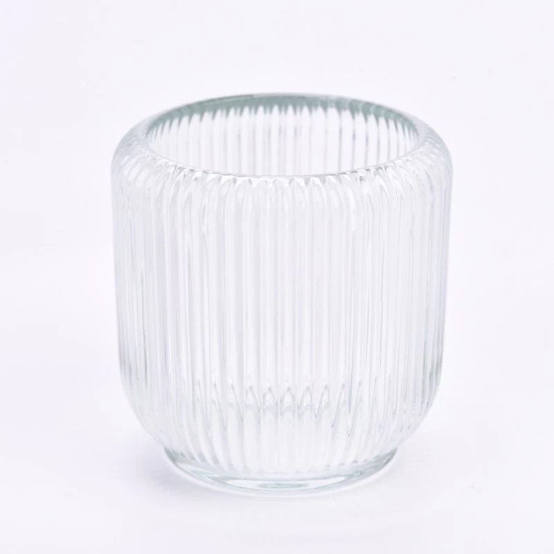 strip pattern glass candle jar