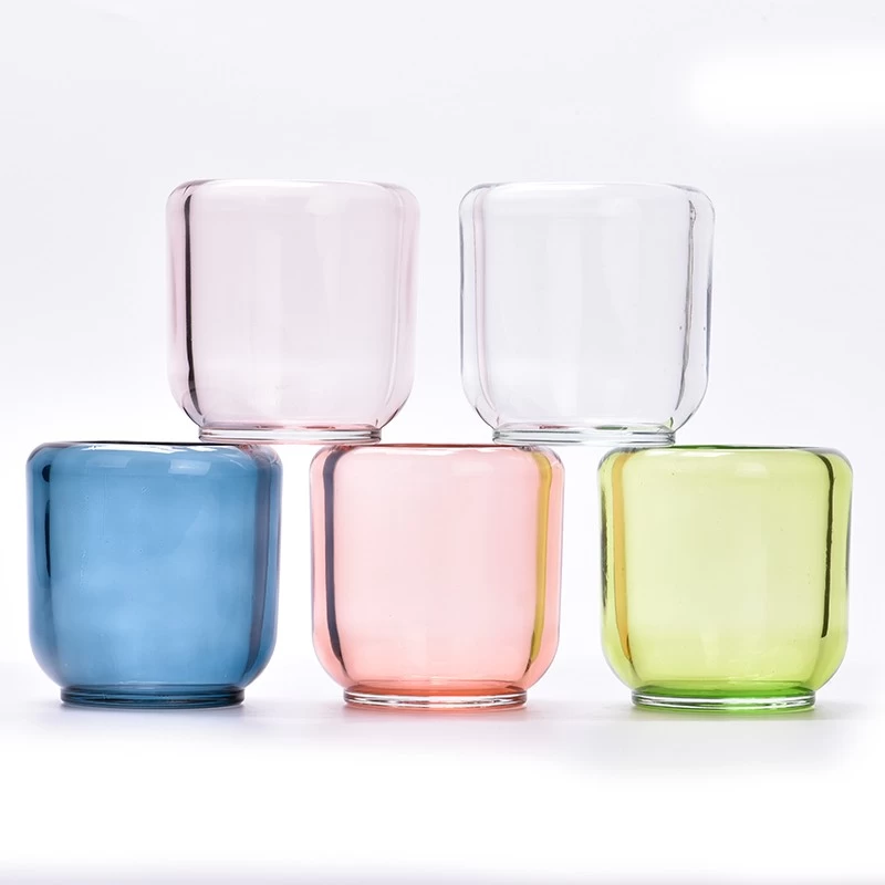 new strip pattern glass candle jars with different colors - COPY - a95471