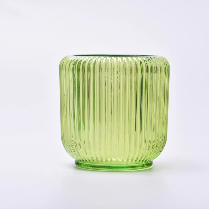 transparent color 6oz stripe glass candle container