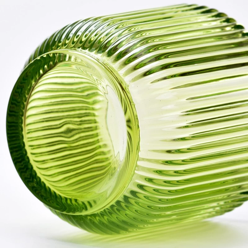 transparent color 6oz stripe glass candle container