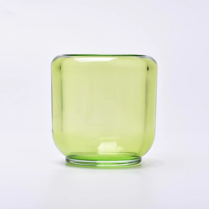 home decor transparent green glass candle container