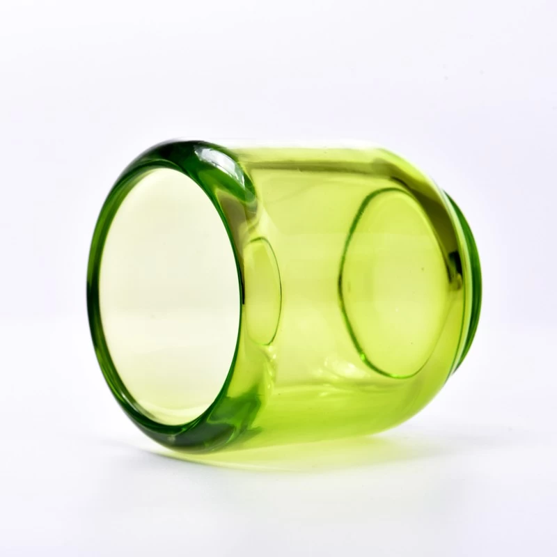 home decor transparent green glass candle container