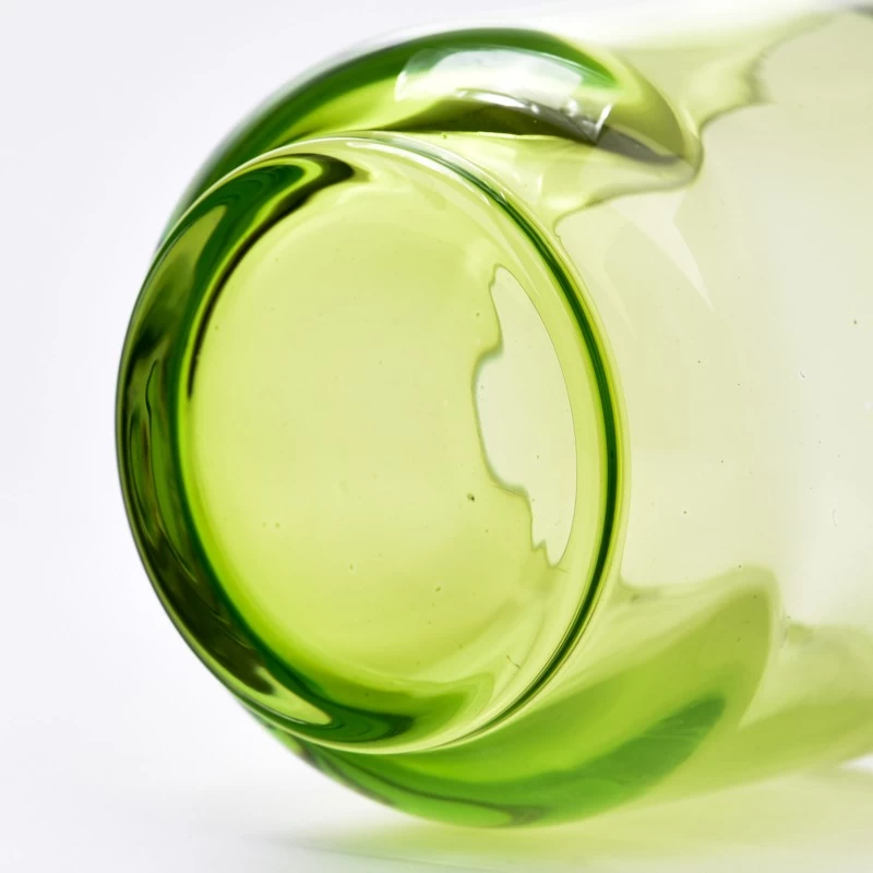 home decor transparent green glass candle container