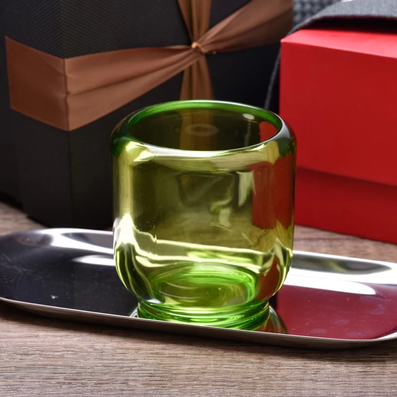 home decor transparent green glass candle container