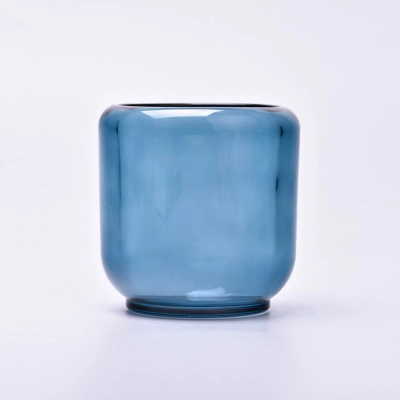 hot sales blue color 6oz glass candle jar 