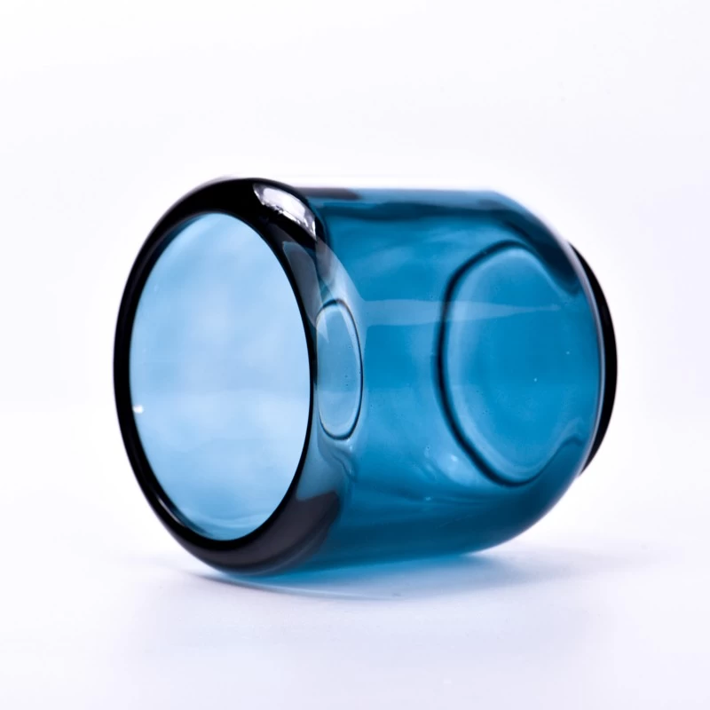 hot sales blue color 6oz glass candle jar 