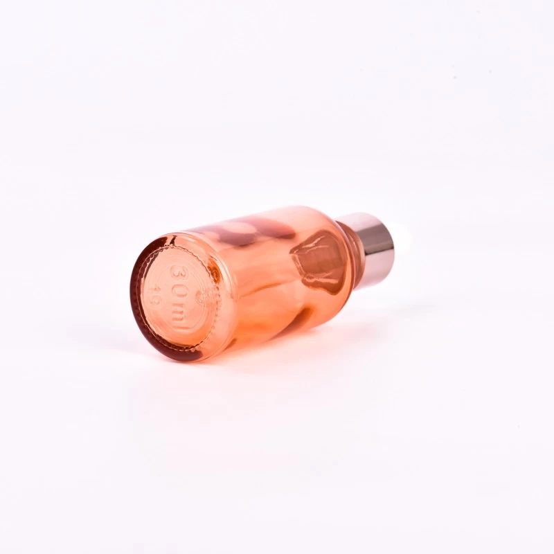 Luxury 30ml pink glass bottle with drops for supplier