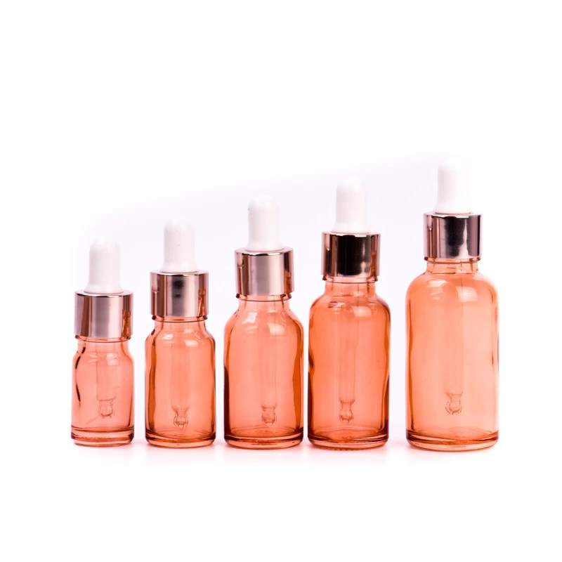 Luxury 30ml pink glass bottle with drops for supplier