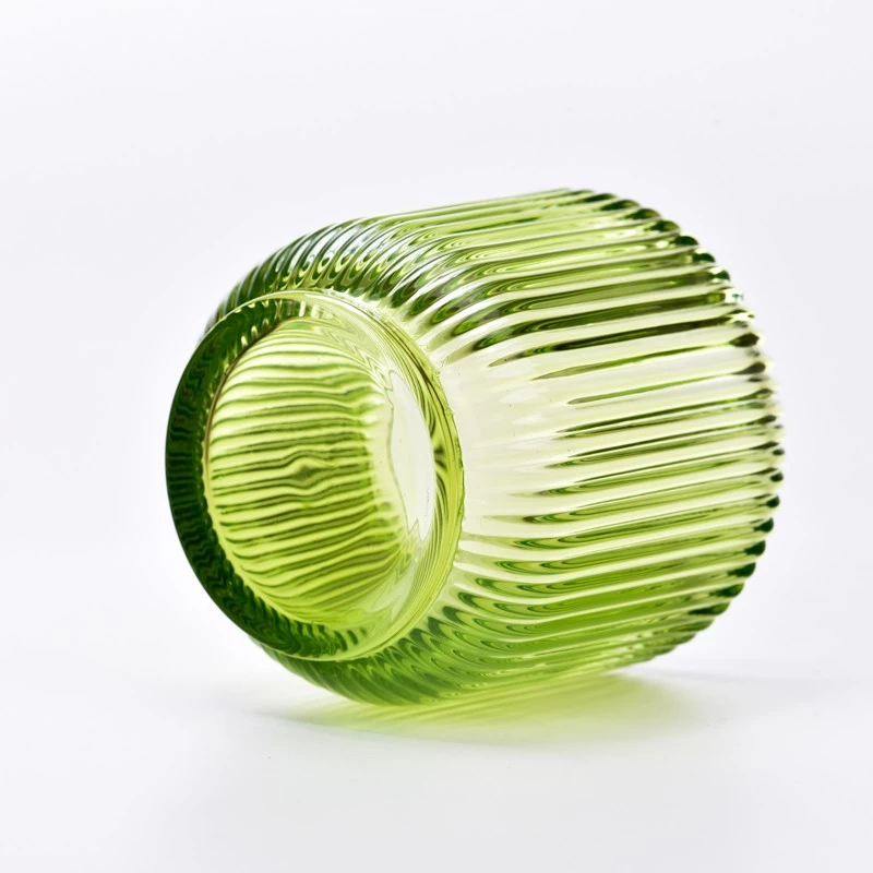 Cutomized color on newly design 250ml vertical line glass candle holder for home deco