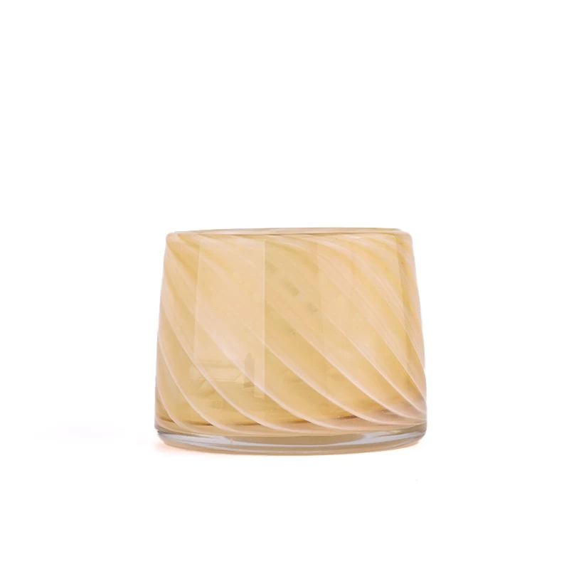 iridescent glass candle jars with coloring material 
