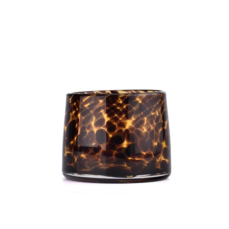 iridescent glass candle jars with coloring material 